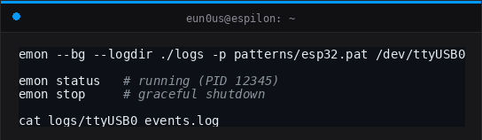 emon daemon commands